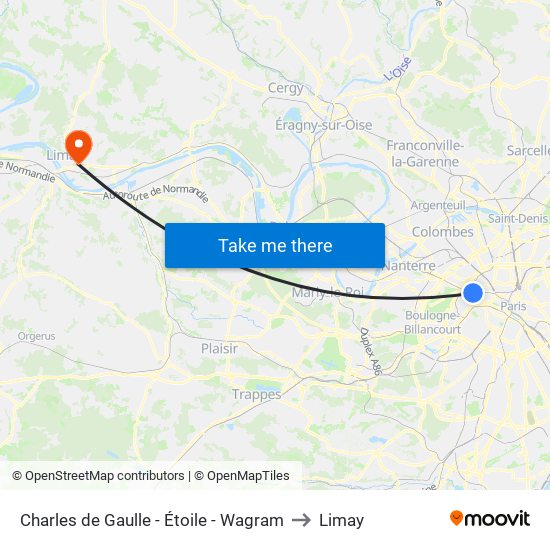 Charles de Gaulle - Étoile - Wagram to Limay map