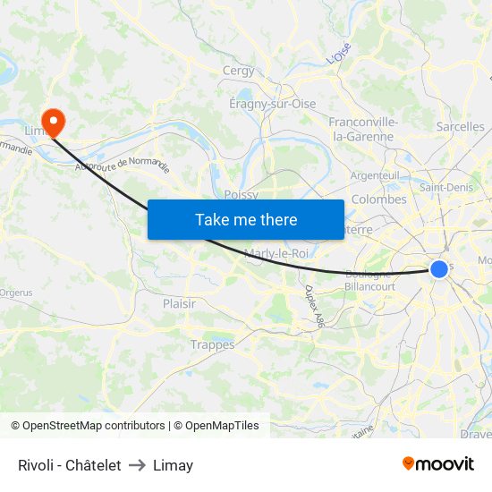 Rivoli - Châtelet to Limay map