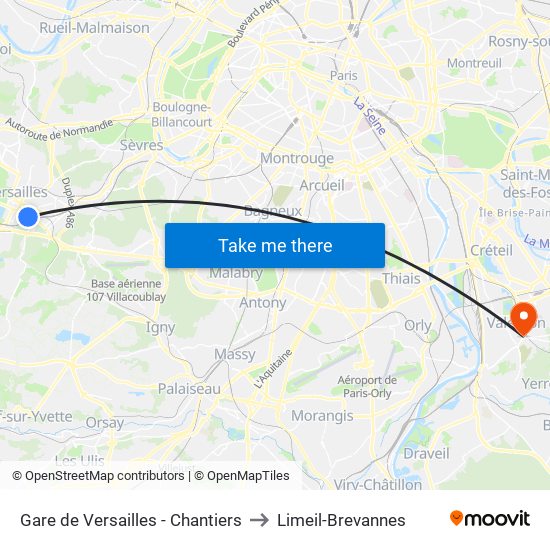 Gare de Versailles - Chantiers to Limeil-Brevannes map