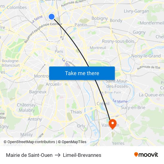 Mairie de Saint-Ouen to Limeil-Brevannes map