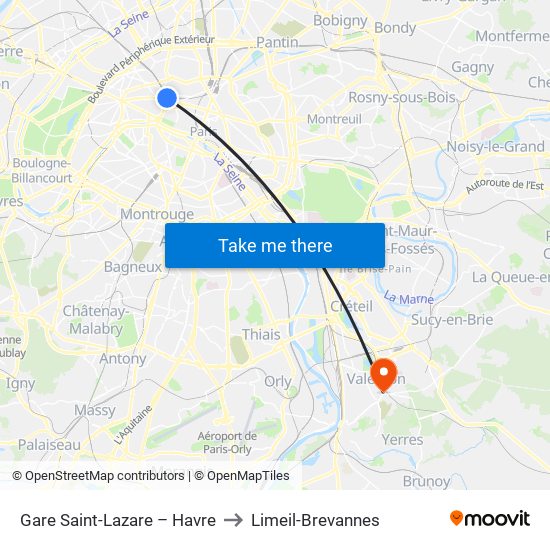 Gare Saint-Lazare – Havre to Limeil-Brevannes map