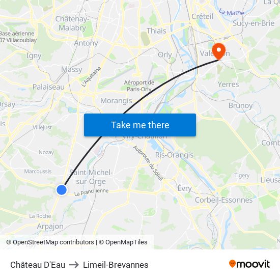 Château D'Eau to Limeil-Brevannes map