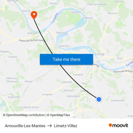 Arnouville-Les-Mantes to Limetz-Villez map