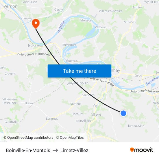 Boinville-En-Mantois to Limetz-Villez map
