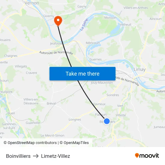 Boinvilliers to Limetz-Villez map