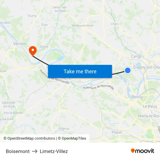 Boisemont to Limetz-Villez map