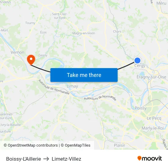 Boissy-L'Aillerie to Limetz-Villez map