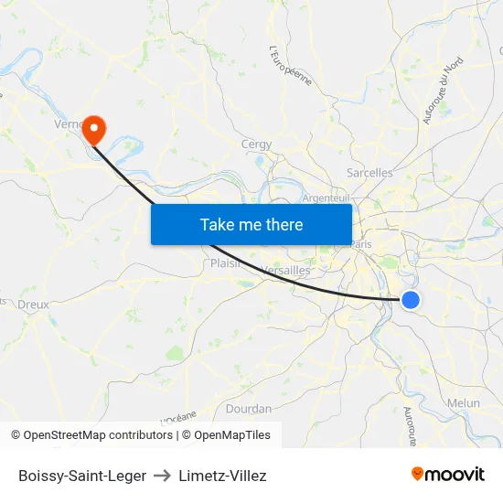 Boissy-Saint-Leger to Limetz-Villez map