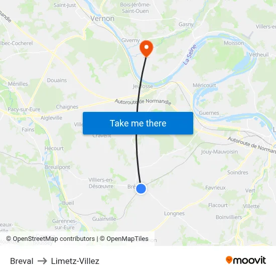 Breval to Limetz-Villez map