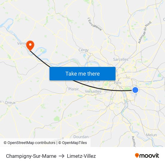 Champigny-Sur-Marne to Limetz-Villez map