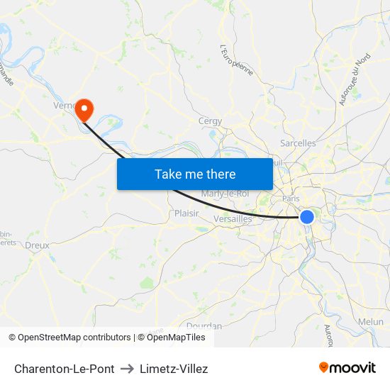 Charenton-Le-Pont to Limetz-Villez map