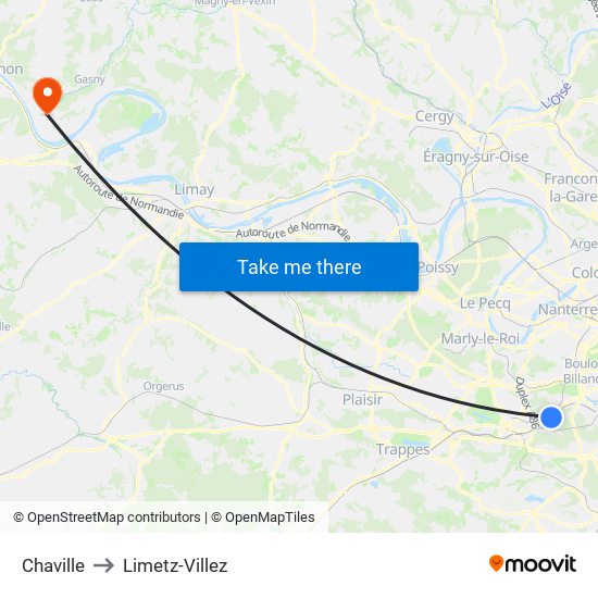Chaville to Limetz-Villez map