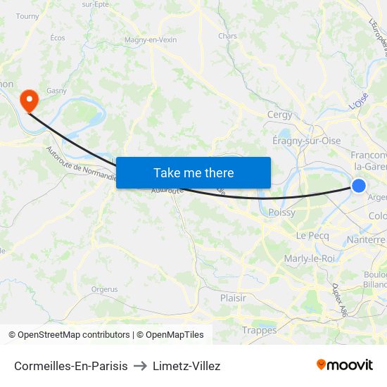 Cormeilles-En-Parisis to Limetz-Villez map