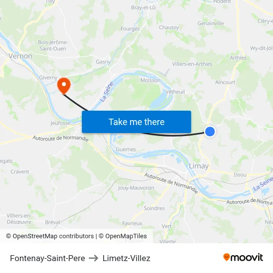 Fontenay-Saint-Pere to Limetz-Villez map