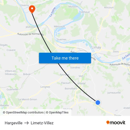 Hargeville to Limetz-Villez map