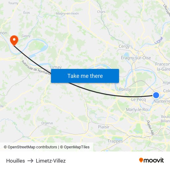 Houilles to Limetz-Villez map