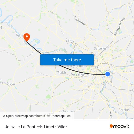 Joinville-Le-Pont to Limetz-Villez map