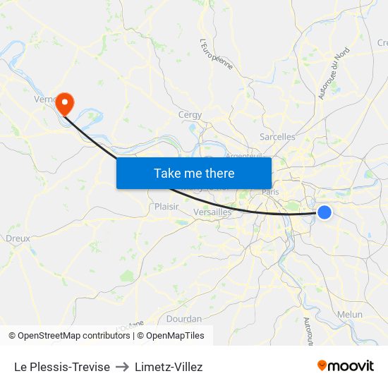 Le Plessis-Trevise to Limetz-Villez map