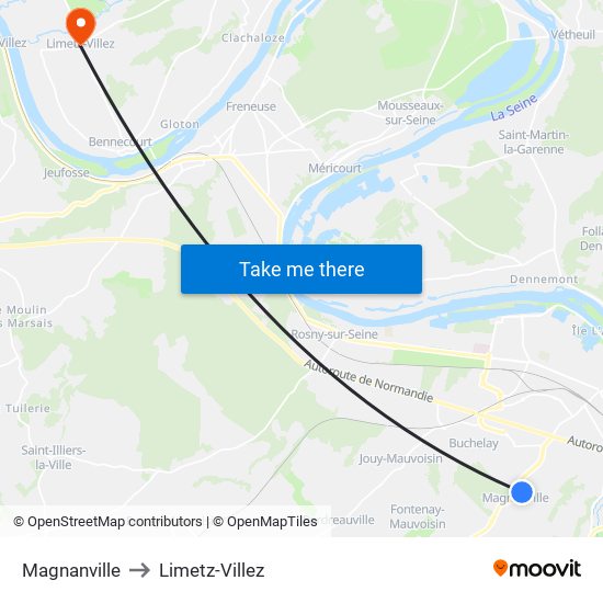 Magnanville to Limetz-Villez map