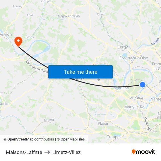 Maisons-Laffitte to Limetz-Villez map