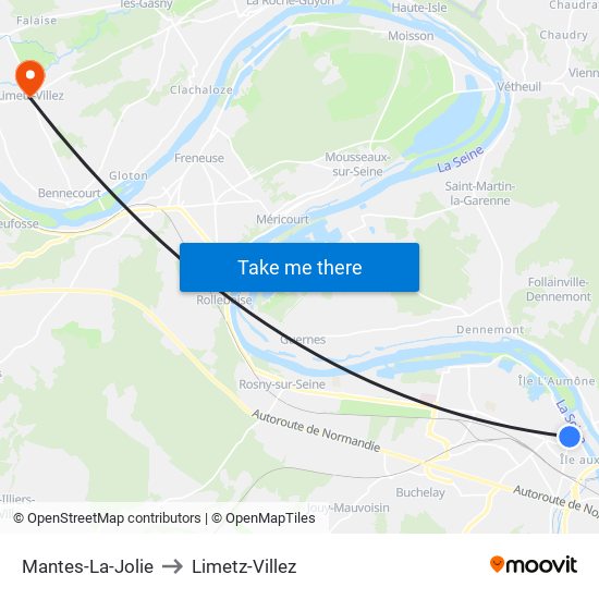 Mantes-La-Jolie to Limetz-Villez map