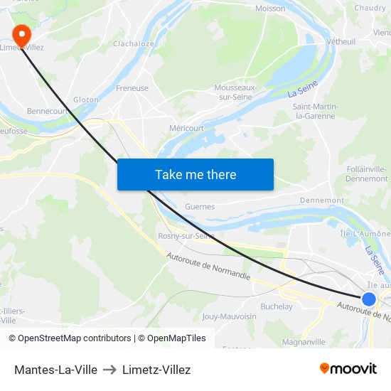 Mantes-La-Ville to Limetz-Villez map