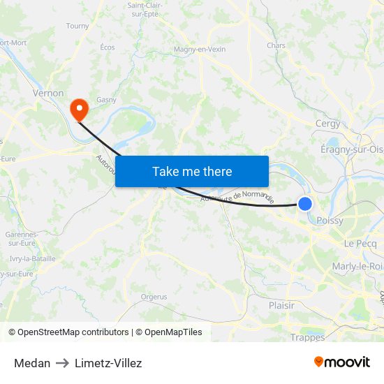 Medan to Limetz-Villez map