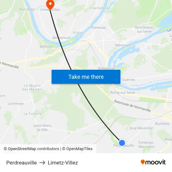 Perdreauville to Limetz-Villez map