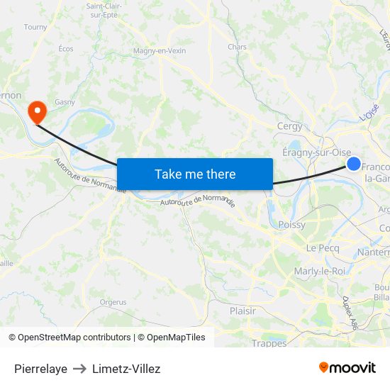 Pierrelaye to Limetz-Villez map