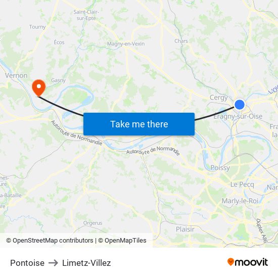 Pontoise to Limetz-Villez map