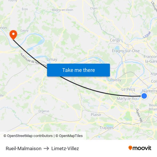 Rueil-Malmaison to Limetz-Villez map