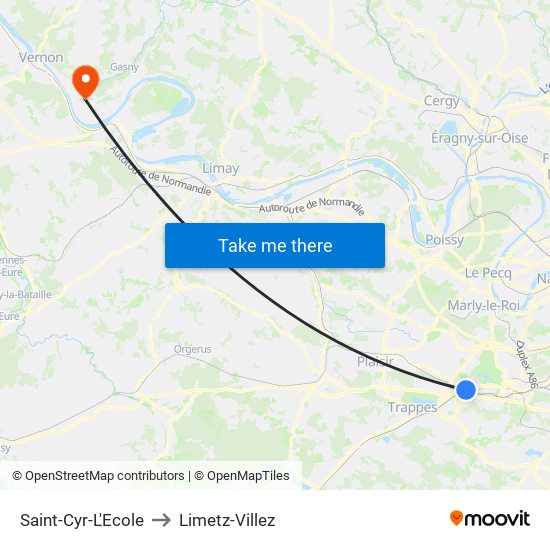 Saint-Cyr-L'Ecole to Limetz-Villez map
