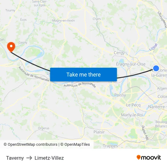 Taverny to Limetz-Villez map