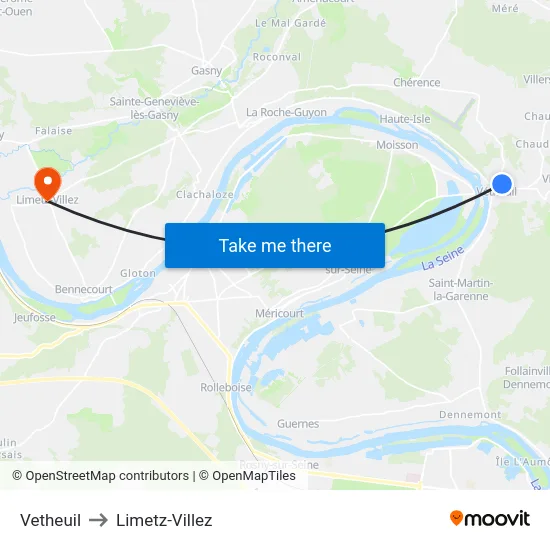 Vetheuil to Limetz-Villez map