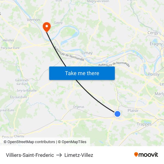 Villiers-Saint-Frederic to Limetz-Villez map
