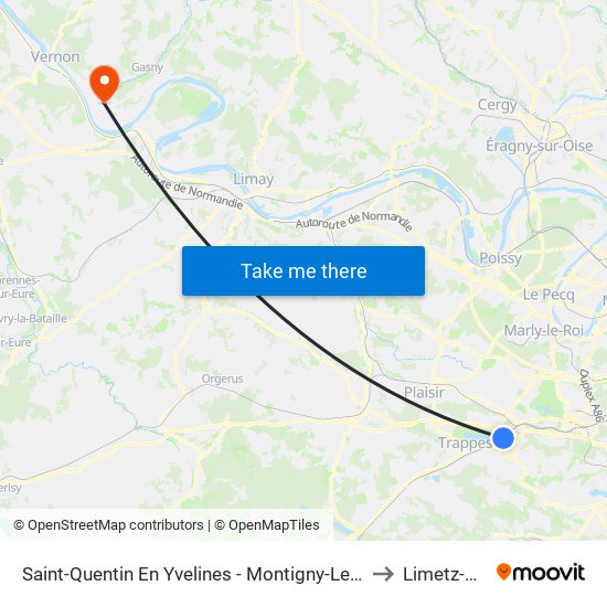 Saint-Quentin En Yvelines - Montigny-Le-Bretonneux to Limetz-Villez map