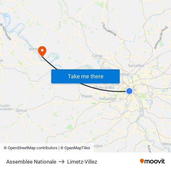 Assemblée Nationale to Limetz-Villez map