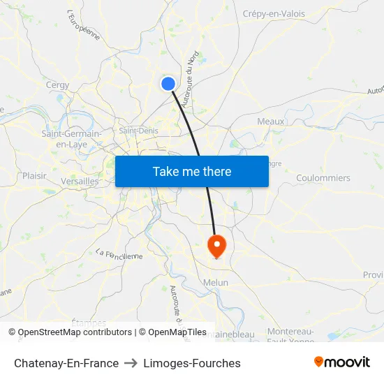 Chatenay-En-France to Limoges-Fourches map