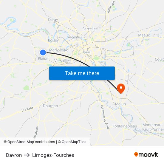Davron to Limoges-Fourches map