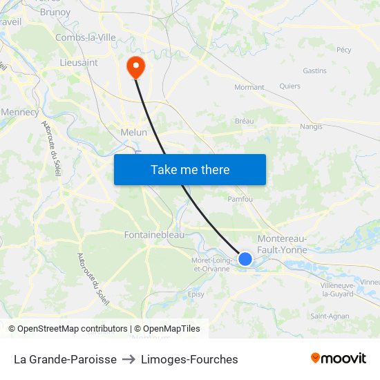 La Grande-Paroisse to Limoges-Fourches map