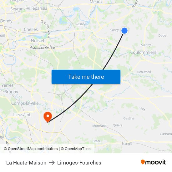 La Haute-Maison to Limoges-Fourches map
