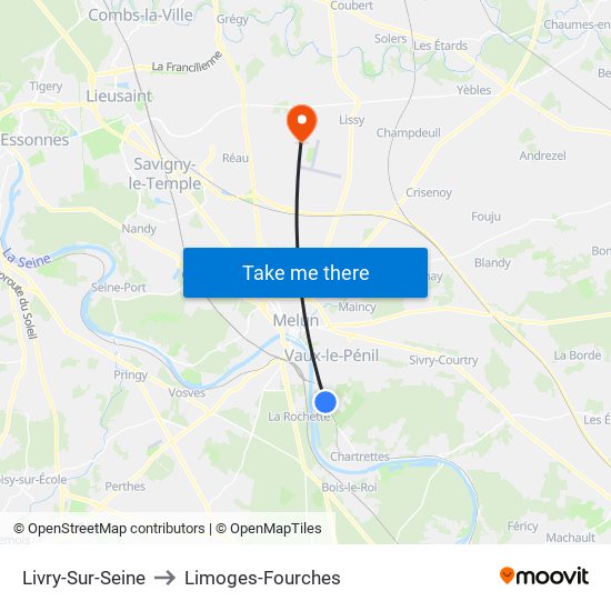 Livry-Sur-Seine to Limoges-Fourches map