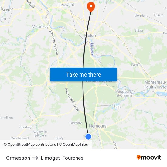 Ormesson to Limoges-Fourches map