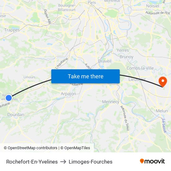 Rochefort-En-Yvelines to Limoges-Fourches map