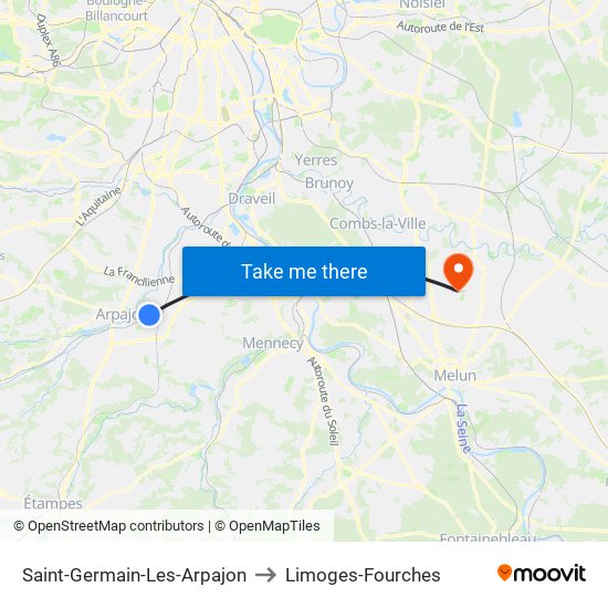 Saint-Germain-Les-Arpajon to Limoges-Fourches map