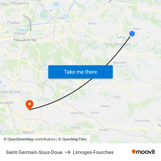 Saint-Germain-Sous-Doue to Limoges-Fourches map