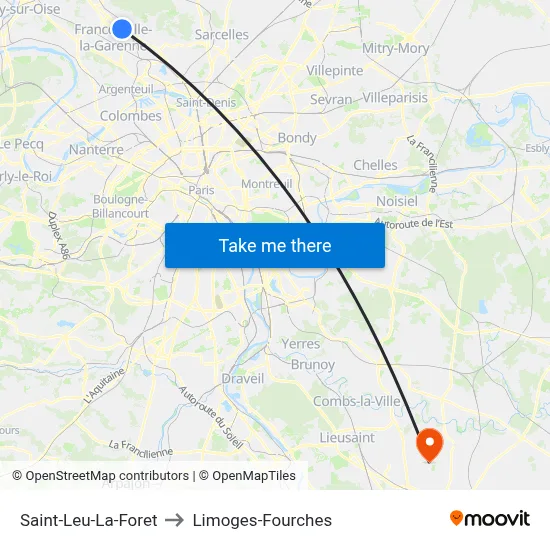 Saint-Leu-La-Foret to Limoges-Fourches map