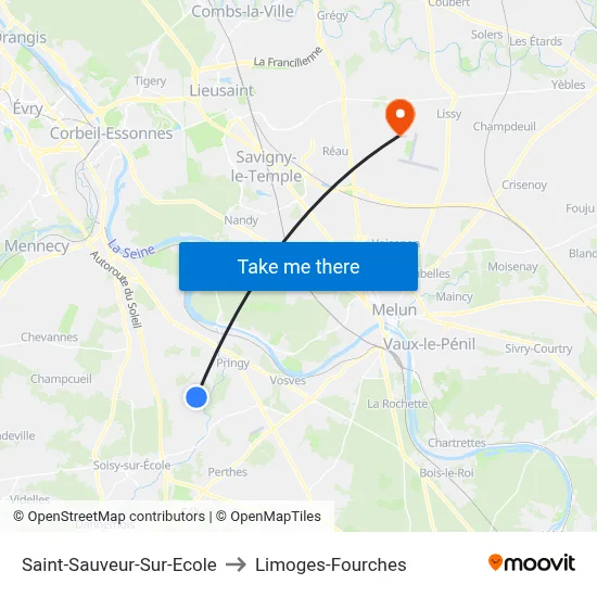 Saint-Sauveur-Sur-Ecole to Limoges-Fourches map