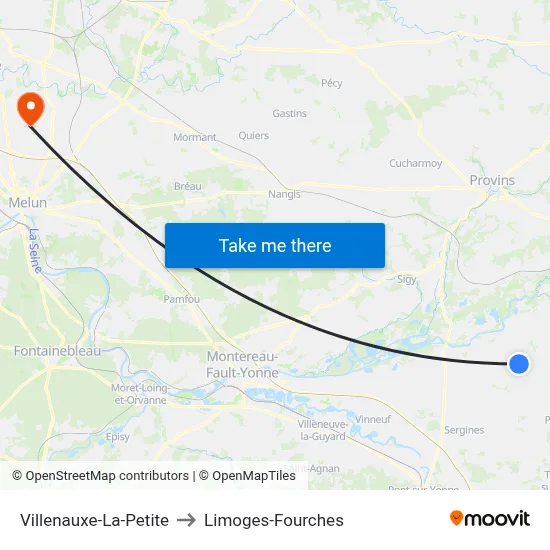 Villenauxe-La-Petite to Limoges-Fourches map