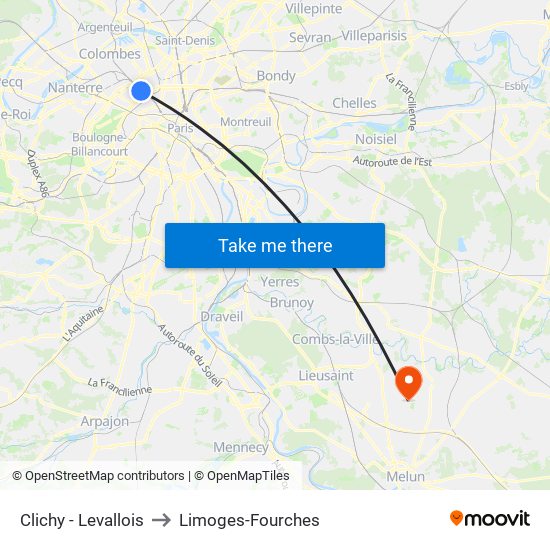 Clichy - Levallois to Limoges-Fourches map